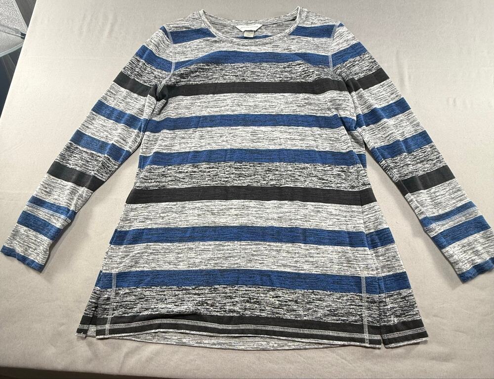 Christopher & Banks Women’s Striped Tunic  Blue Gray Long Sleeve  Size M